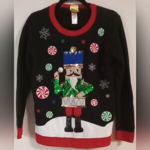 Ugly Christmas Sweater Women Size Small drummer boy black/red great condition